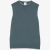 Top Eleventy Sleeveless Contrast-Trim verde