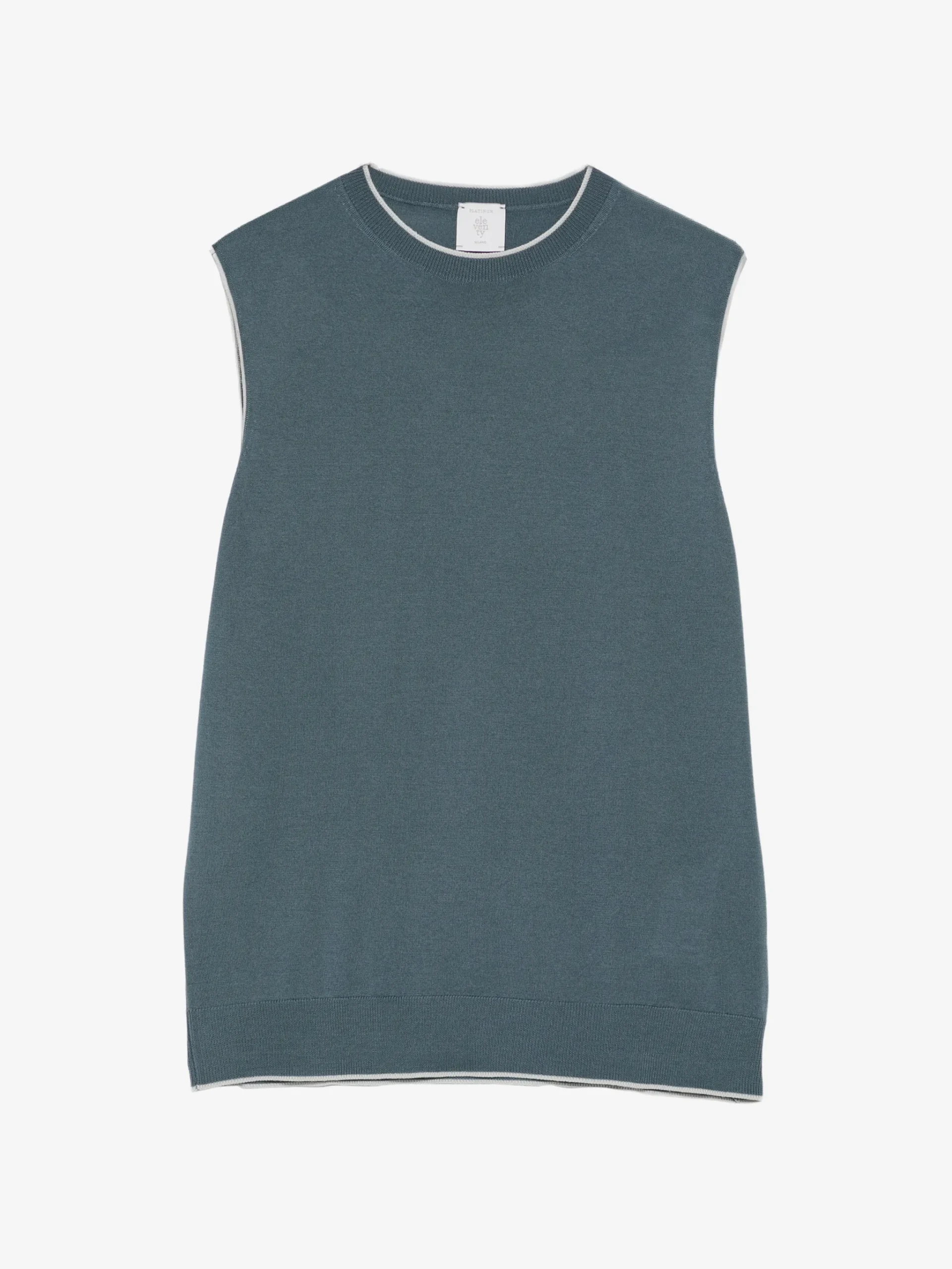 Top Eleventy Sleeveless Contrast-Trim verde