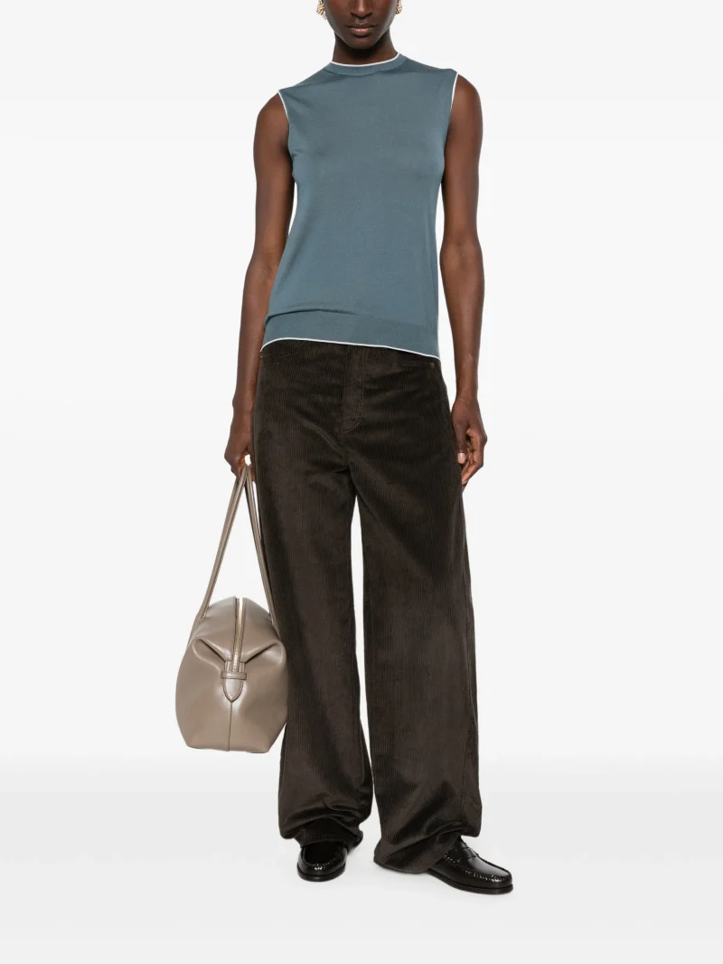 Alternative view of Top Eleventy Sleeveless Contrast-Trim verde
