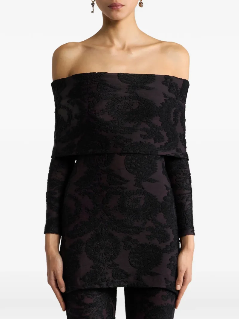 Top ETRO Chenille Jacquard Paisley-Print negru - imagine 4