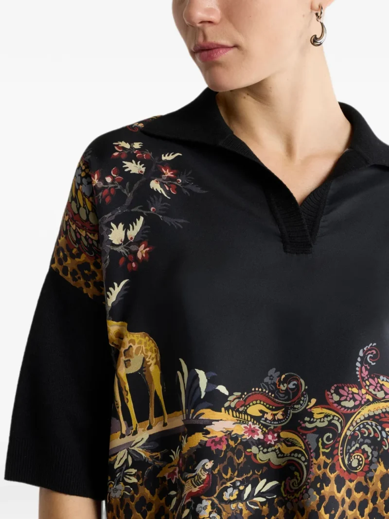 Top ETRO Wool-Blend Paisley-print negru - imagine 4