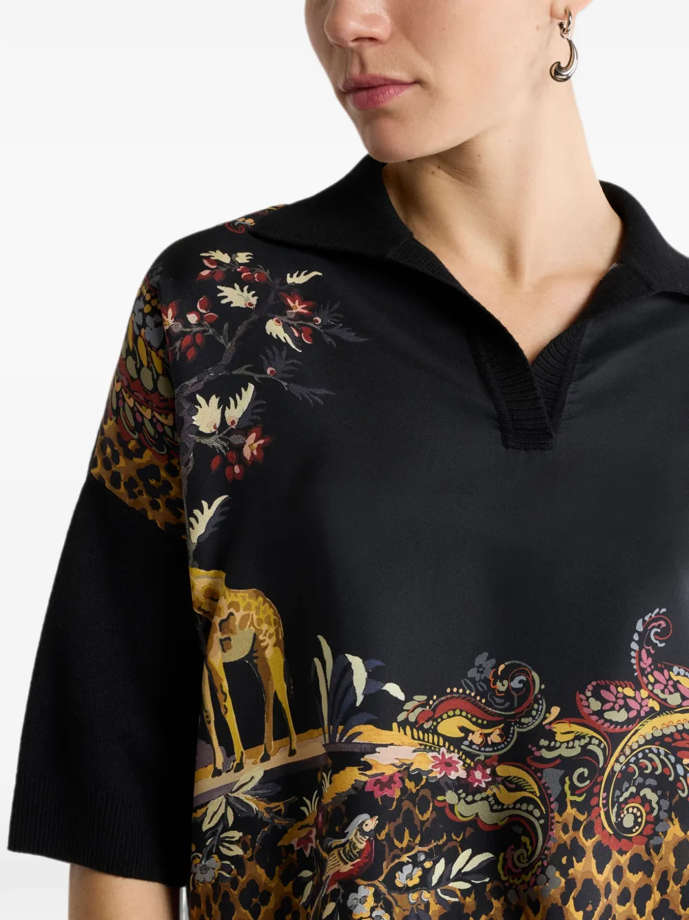 Top ETRO Wool-Blend Paisley-print negru - imagine 4