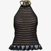 Top La DoubleJ Fiocchetto Open-Knit negru