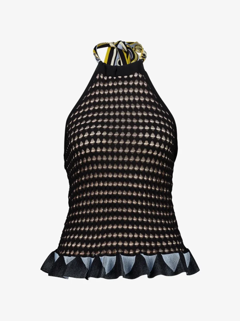 Top La DoubleJ Fiocchetto Open-Knit negru