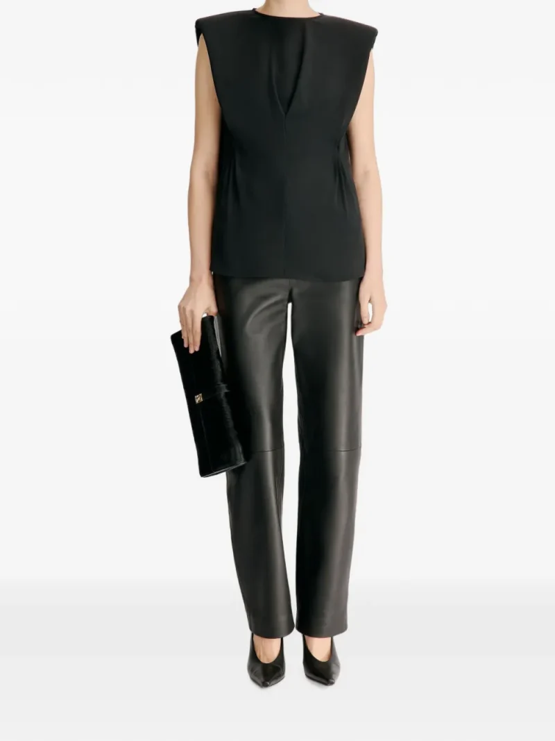 Top LouLou de Saison Cory Darted Structured-Shoulder negru - imagine 4