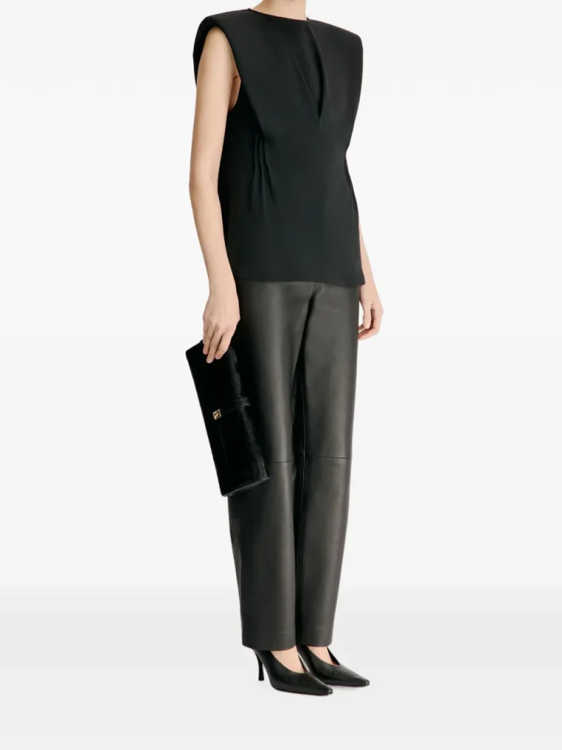 Top LouLou de Saison Cory Darted Structured-Shoulder negru - imagine 3