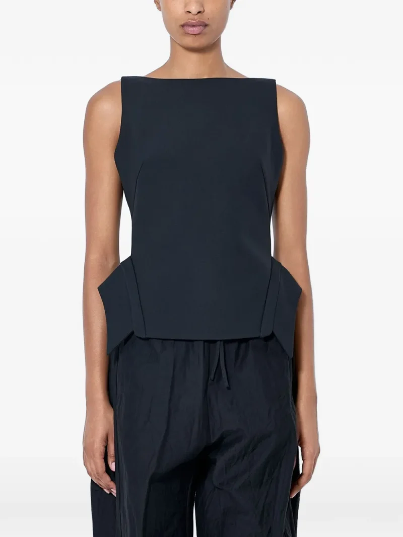 Top Rohe Deconstructed Collar negru