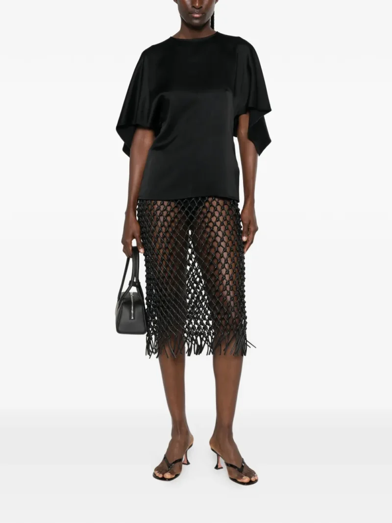 Top Stella McCartney Draped-Sleeve negru - imagine 3