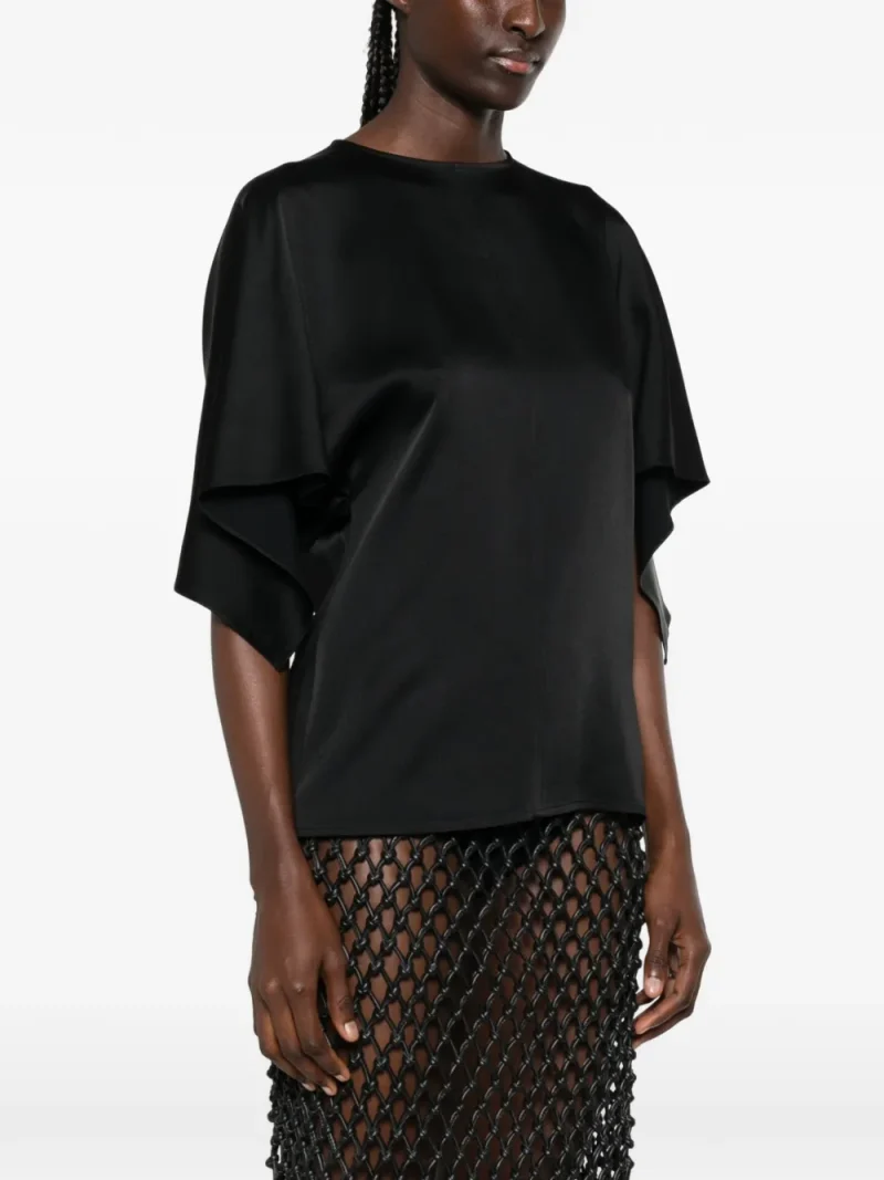 Top Stella McCartney Draped-Sleeve negru - imagine 4