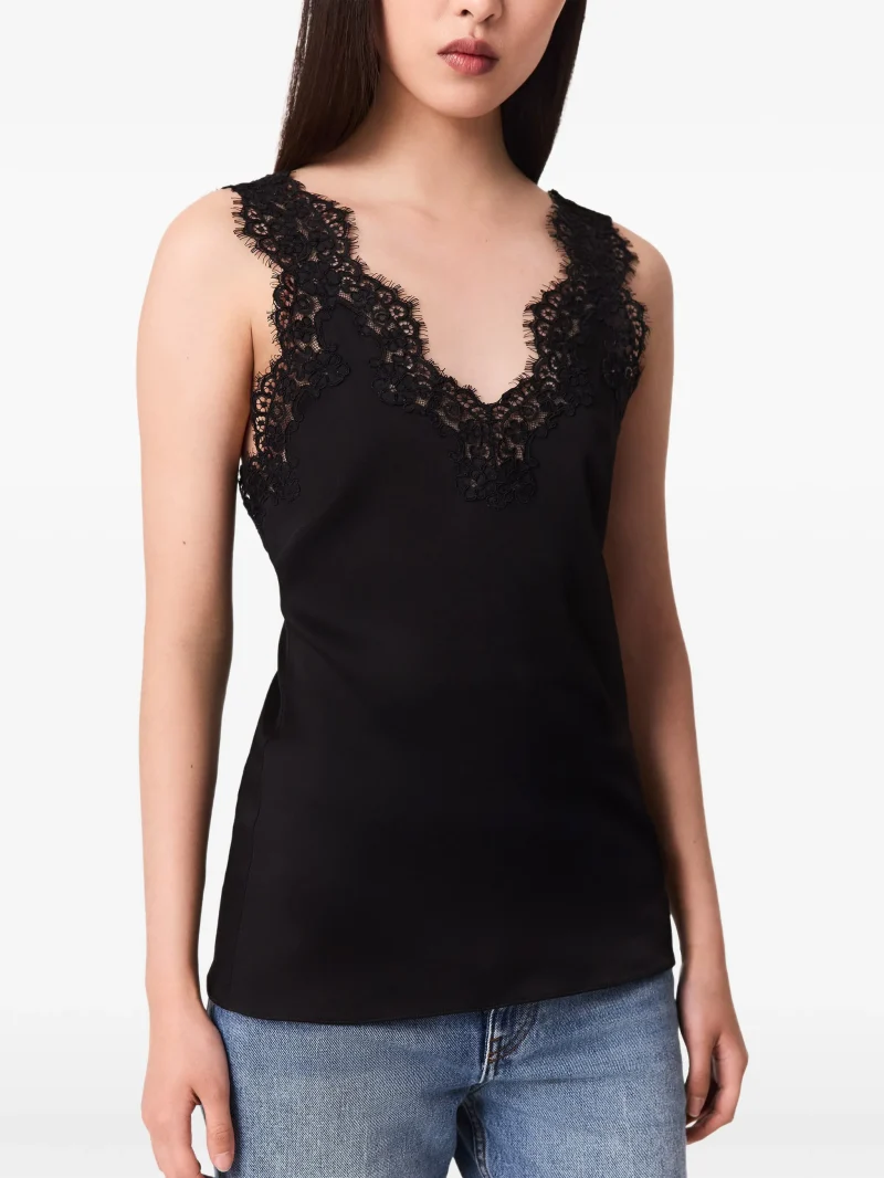 Top Stella McCartney Lace-Trim V-neck negru - imagine 3