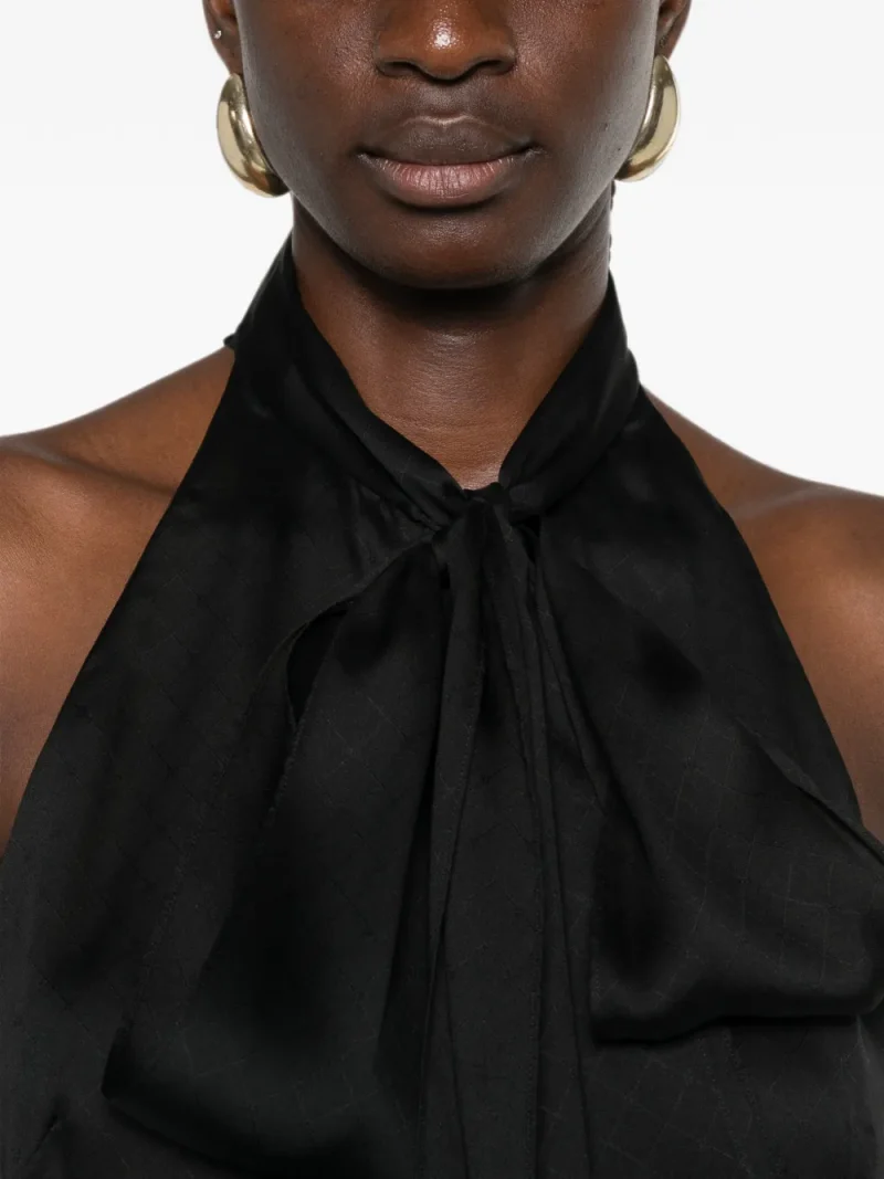 Top Tom Ford Patterned Halterneck negru - imagine 5