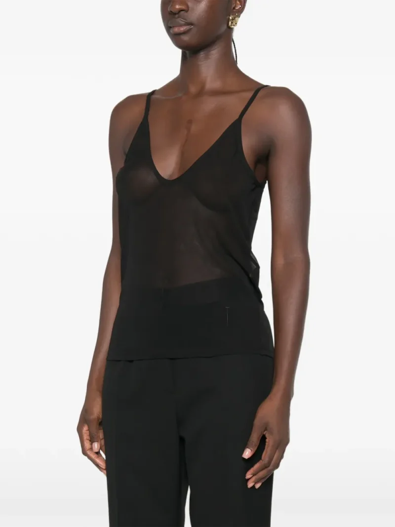 Top Tom Ford Sheer Silk-Blend negru - imagine 3