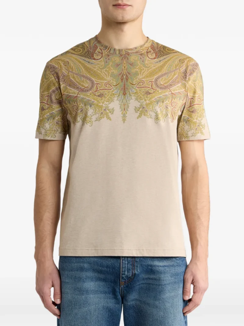 Tricou ETRO Cotton-Jersey Paisley bej - imagine 3