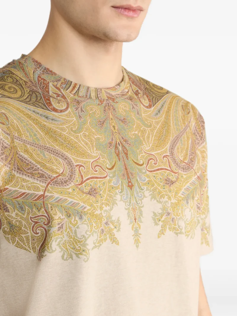 Tricou ETRO Cotton-Jersey Paisley bej - imagine 4