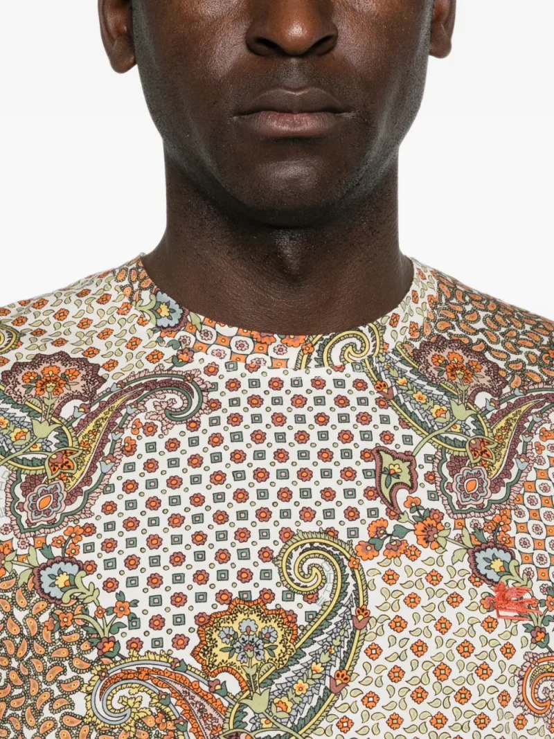 Tricou ETRO Paisley Print bej - imagine 4
