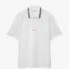 Tricou polo Versace Embroidered-Logo Cotton Pique alb