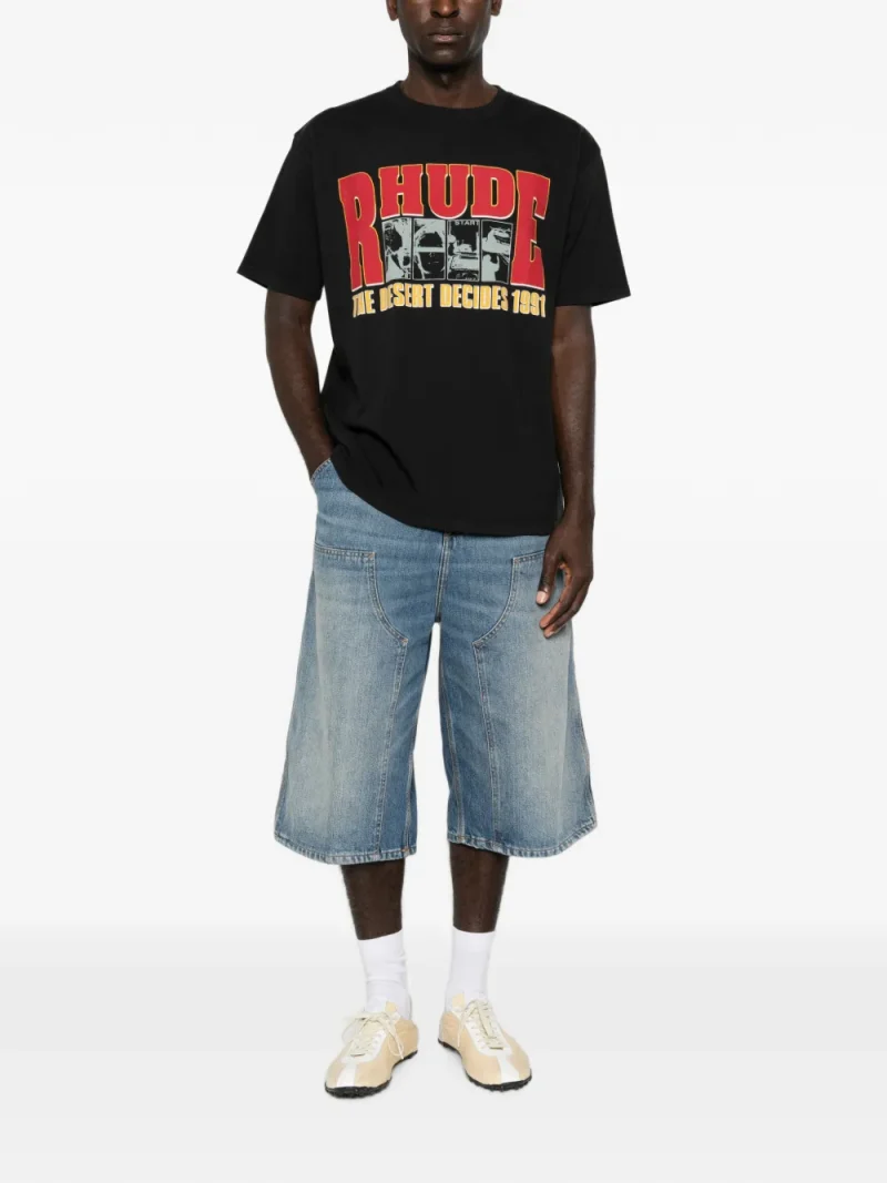 Tricou RHUDE Desert Decides Graphic-Print negru - imagine 4