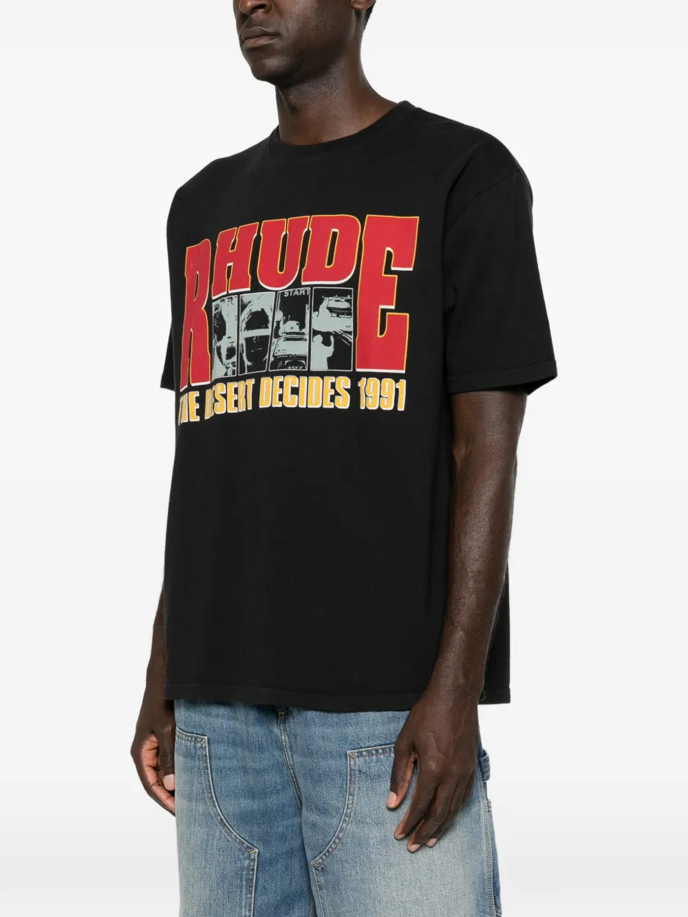 Tricou RHUDE Desert Decides Graphic-Print negru - imagine 3