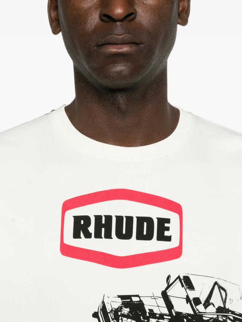 Tricou RHUDE graphic-print alb - imagine 3