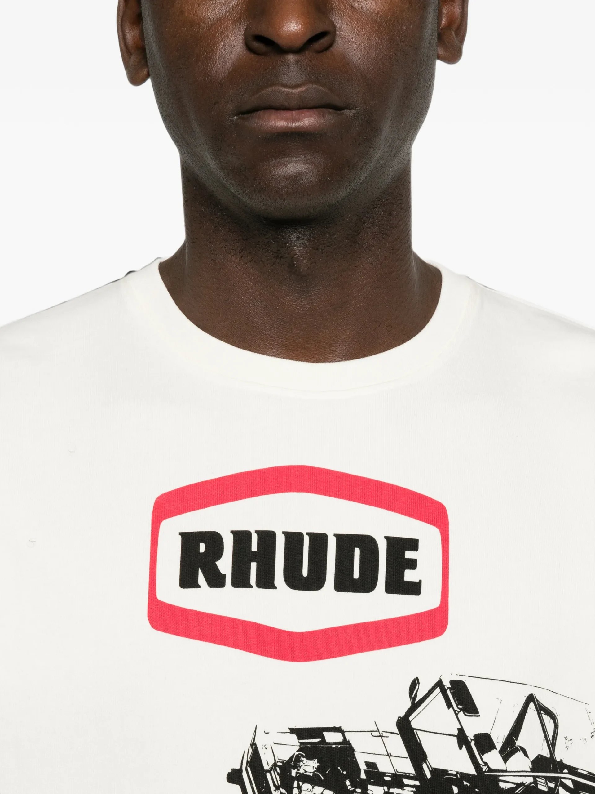 Tricou RHUDE graphic-print alb - imagine 3