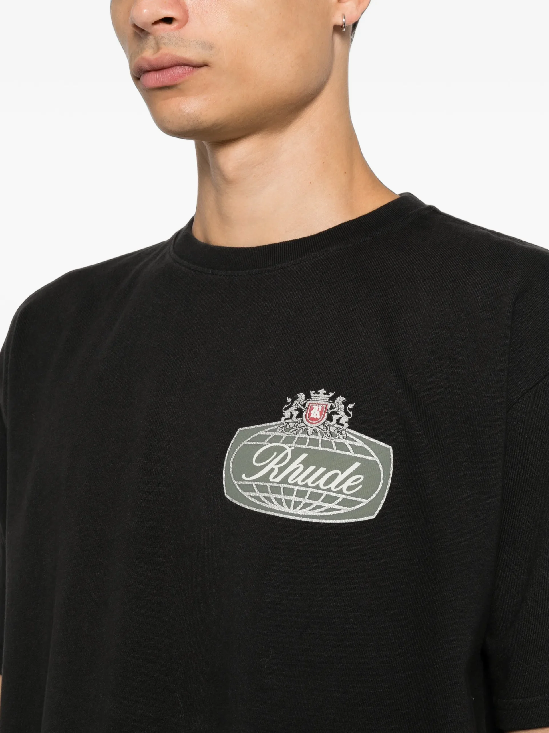 Tricou RHUDE Logo-Print negru - imagine 5
