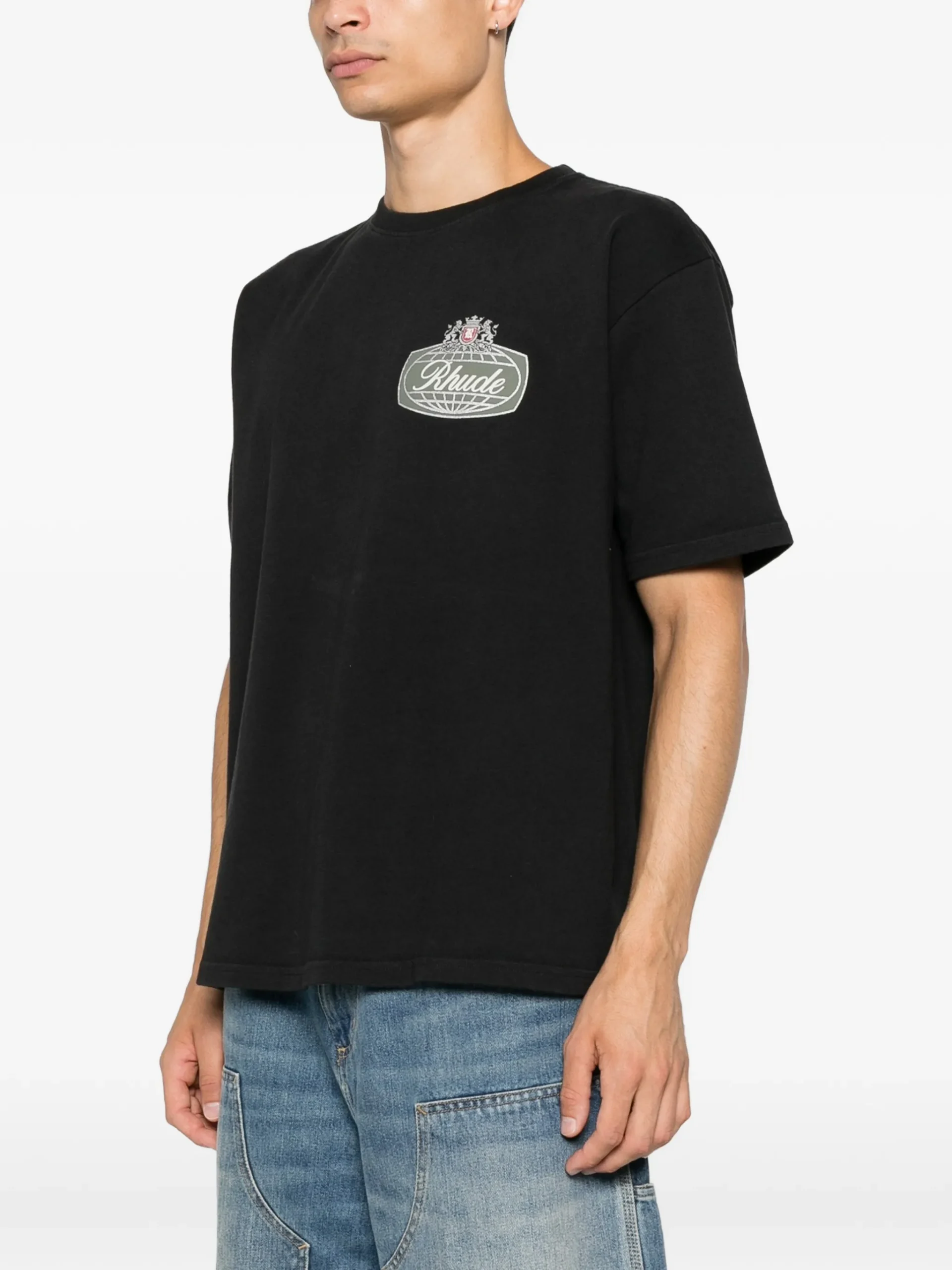 Tricou RHUDE Logo-Print negru - imagine 3