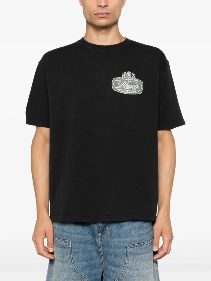 Tricou RHUDE Logo-Print negru - imagine 4