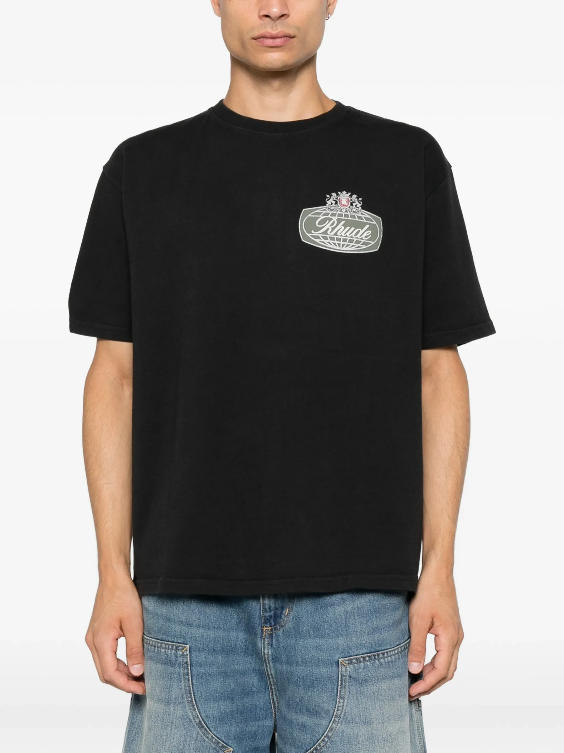Tricou RHUDE Logo-Print negru - imagine 4