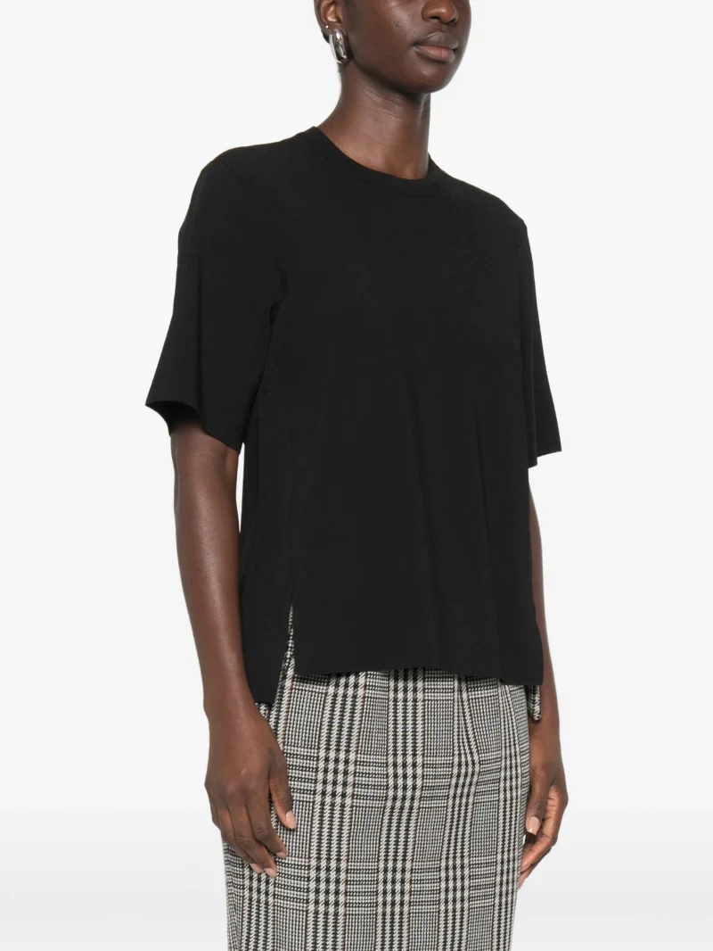 Tricou Stella McCartney Iconic Compact Short-Sleeve negru - imagine 3