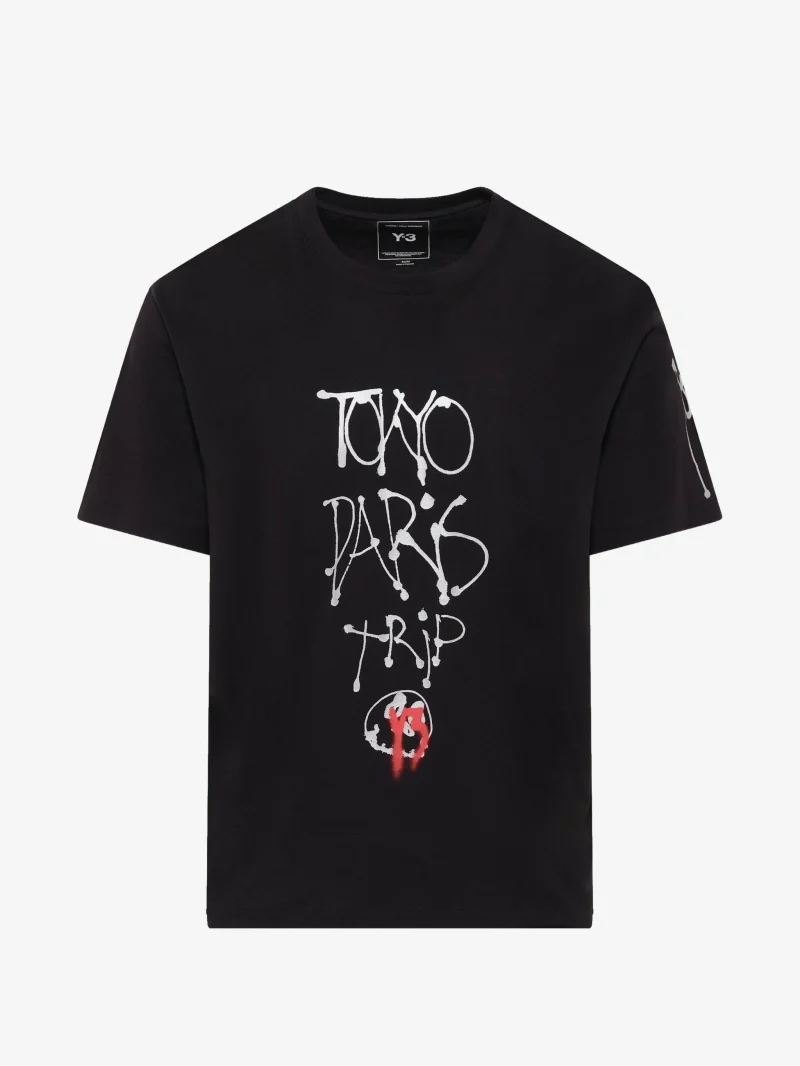 Tricou Y-3 graphic-print negru