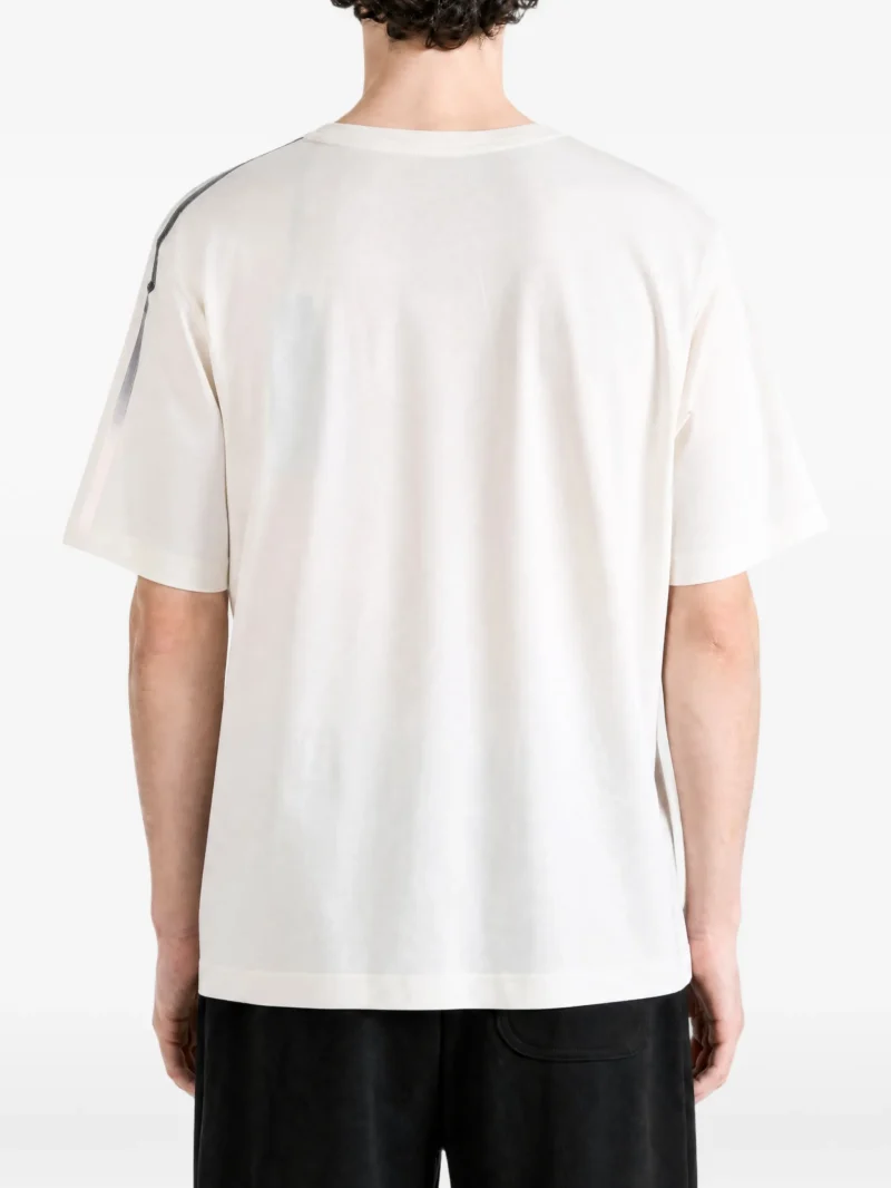 Tricou Y-3 logo-print striped alb - imagine 3