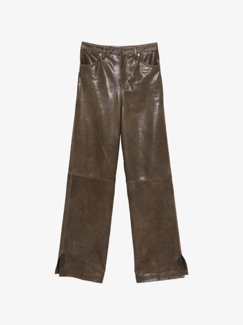 Pantaloni Golden Goose Embossed Leather khaki