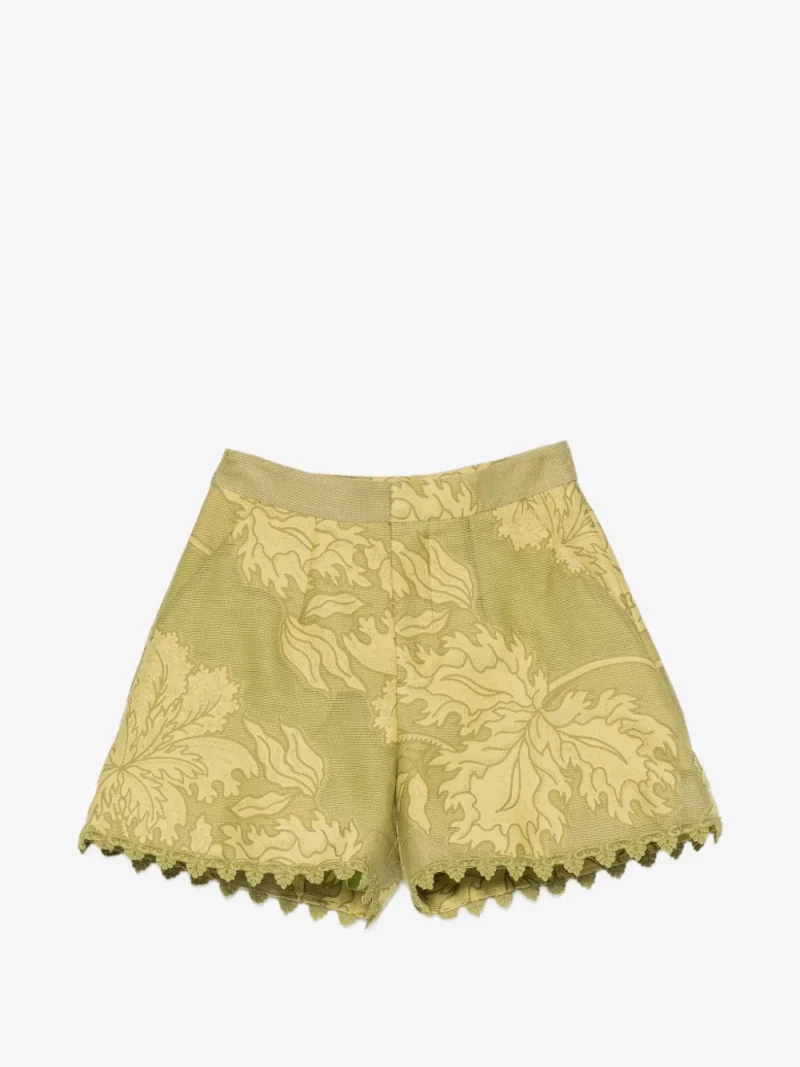 Pantaloni La DoubleJ Good Butt Jacquard Lace-Trimmed verde