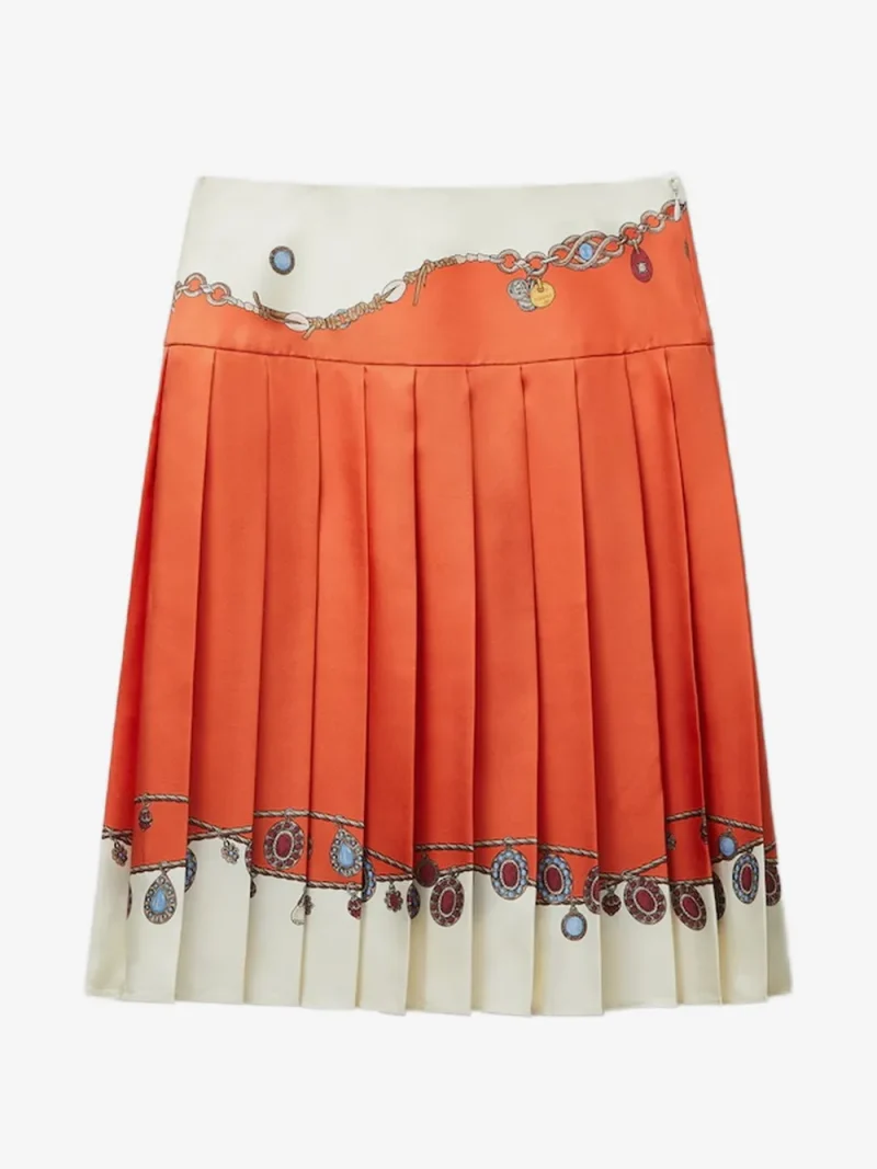 Fusta midi Versace Stolen Jewels Silk portocaliu