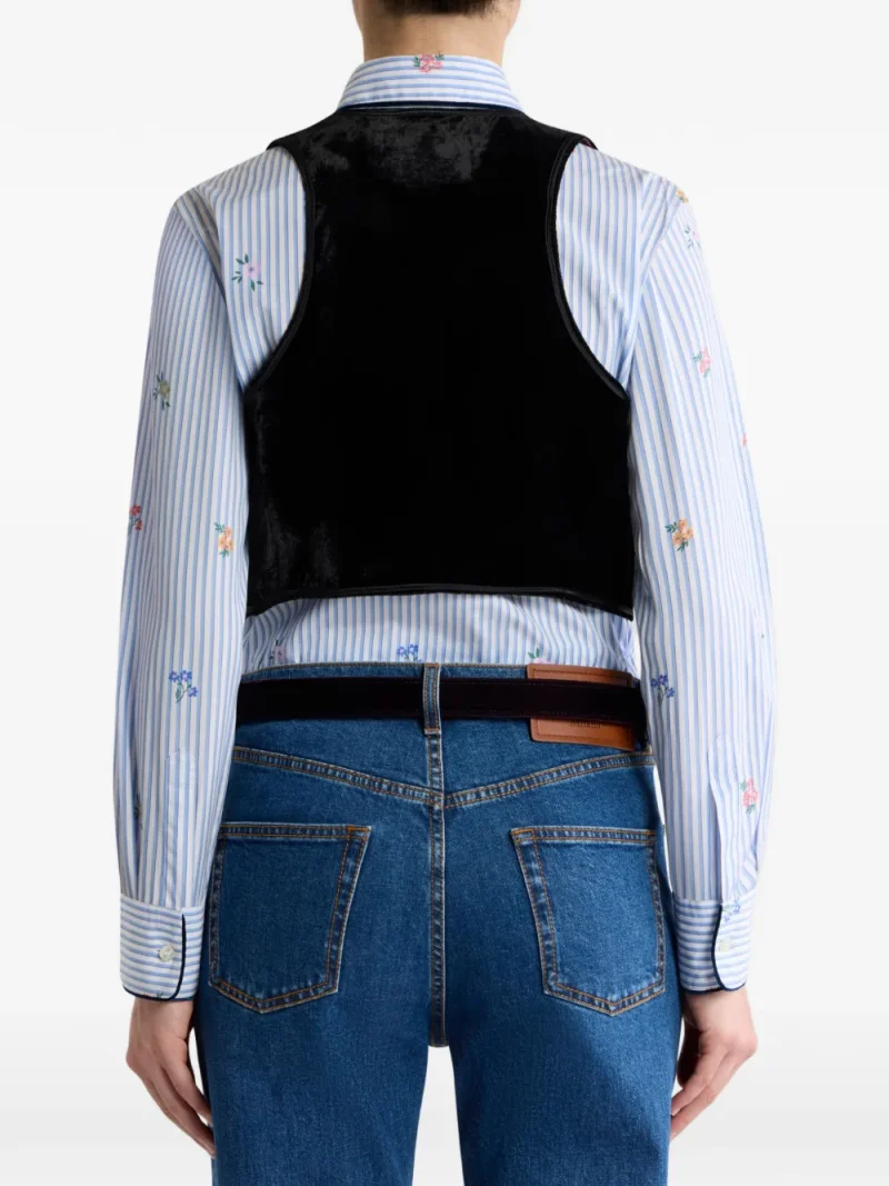 Alternative view of Vesta ETRO Cropped Velvet Waistcoat negru