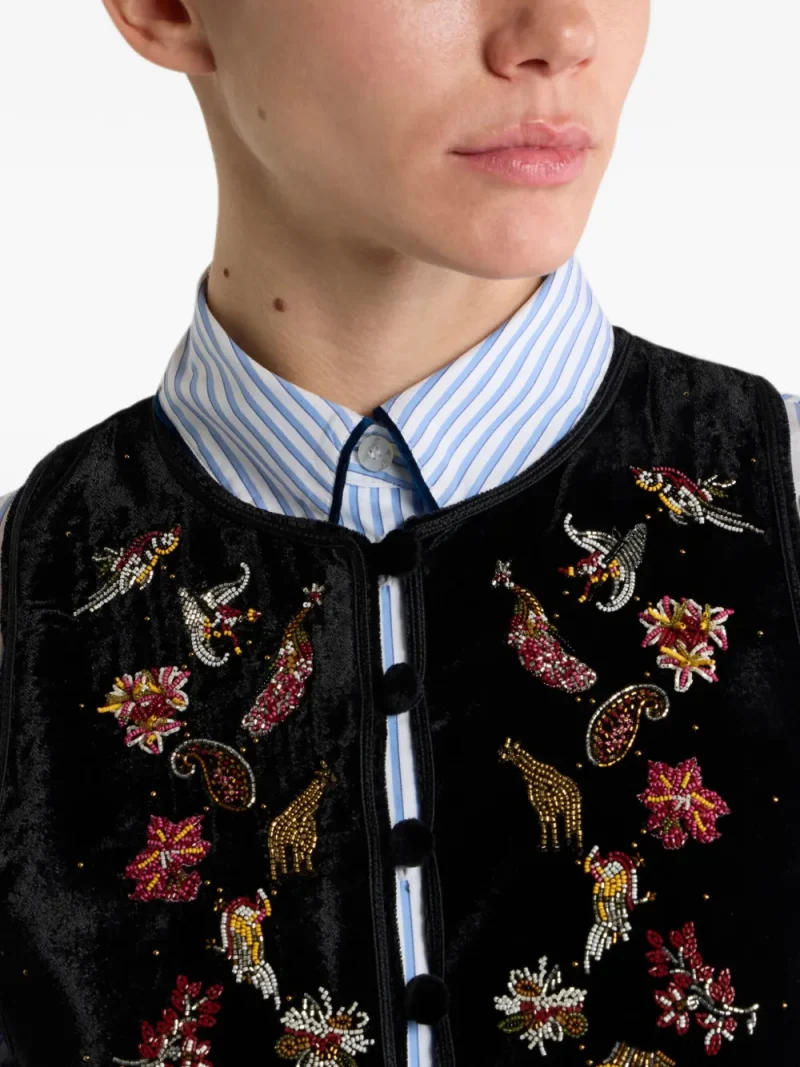 Vesta ETRO Cropped Velvet Waistcoat negru - imagine 5