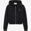 Hanorac Ami Paris Zipped Hoodie with Ami de Coeur negru