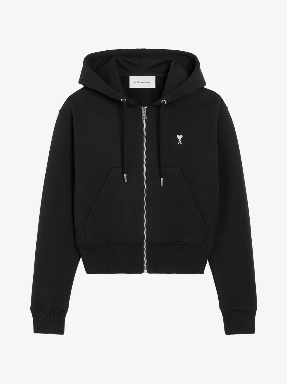 Hanorac Ami Paris Zipped Hoodie with Ami de Coeur negru