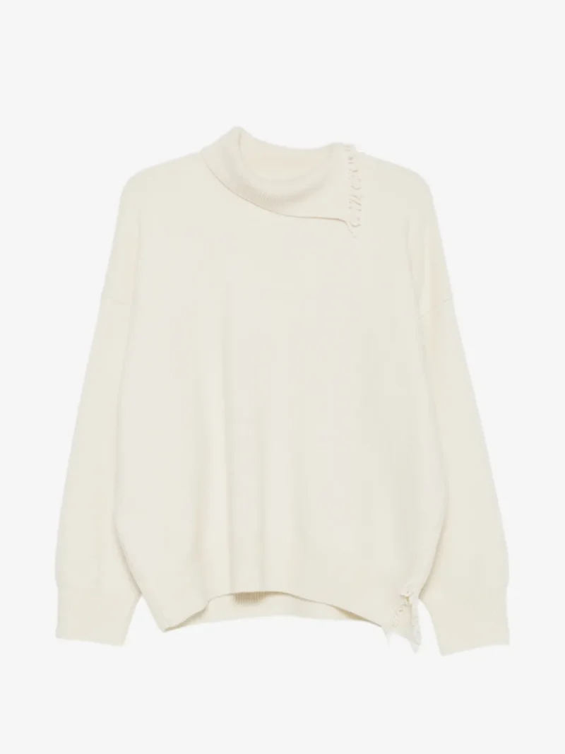 Pulover Rohe Long-Sleeve Fringed ecru