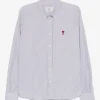 Camasa Ami Paris Ami de Coeur Striped alb
