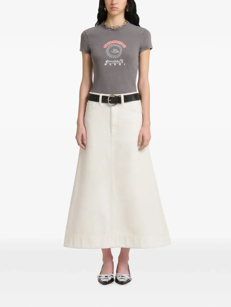 Fusta midi MARNI Flared Denim alb - imagine 3