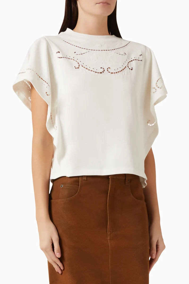 Tricou Marant Etoile Broderie-Anglaise Cut-Out negru - imagine 3