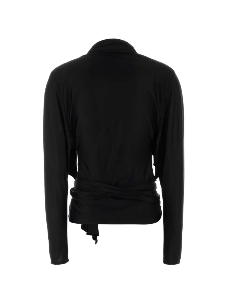 Alternative view of Top Balmain Draped Open-Neck negru