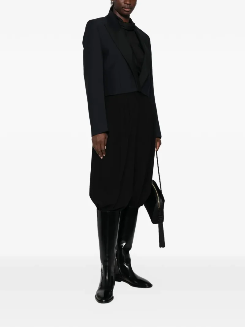 Sacou Rohe Cropped Peak-Lapel bleumarin - imagine 4