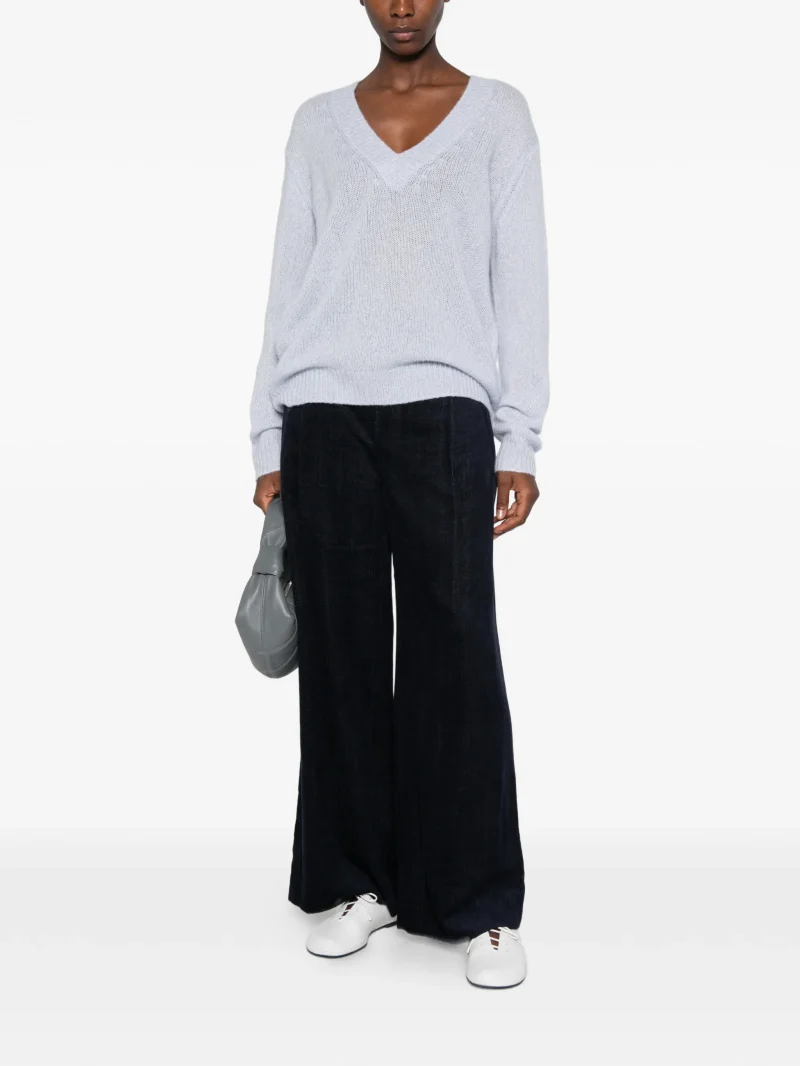 Pulover Lisa Yang Leona V-neck albastru - imagine 5
