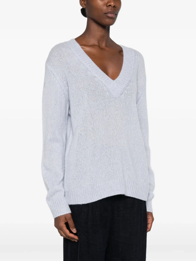 Pulover Lisa Yang Leona V-neck albastru - imagine 3