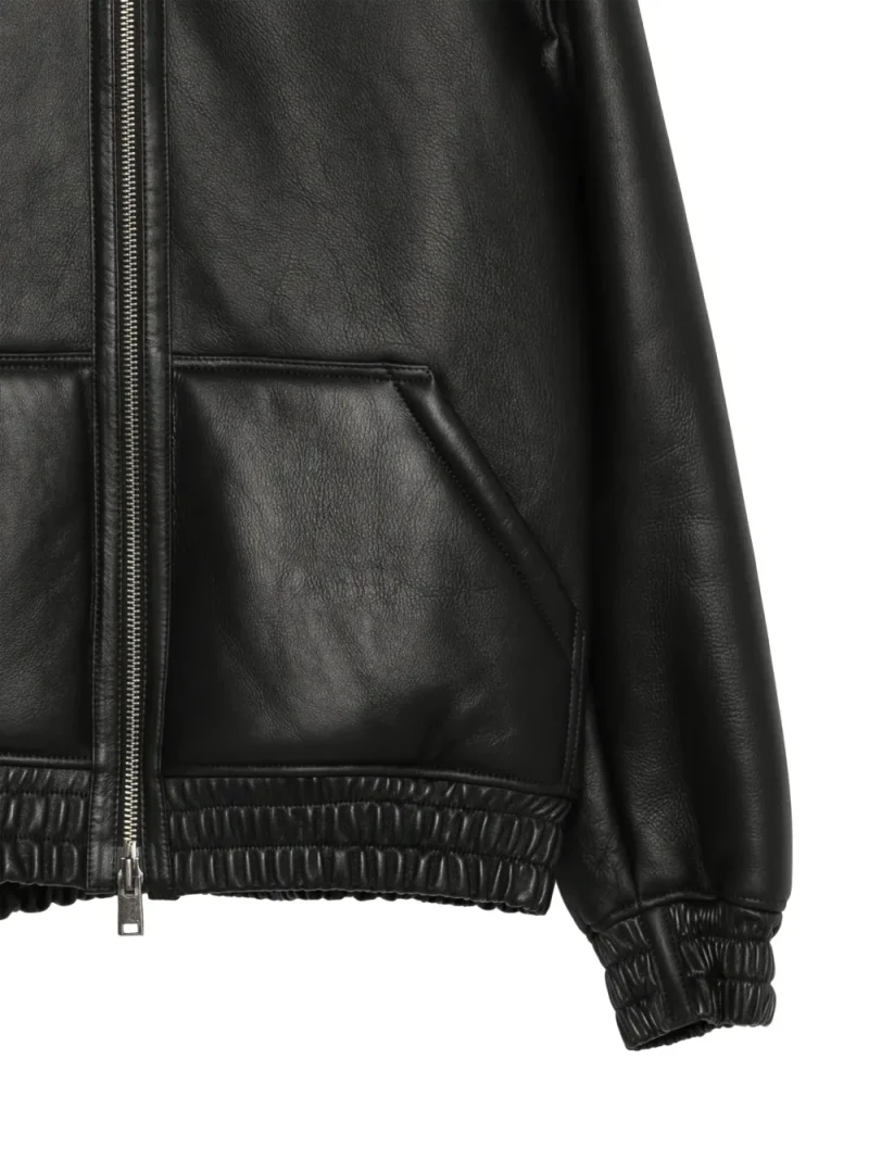 Jacheta Arma Hooded Leather negru - imagine 3