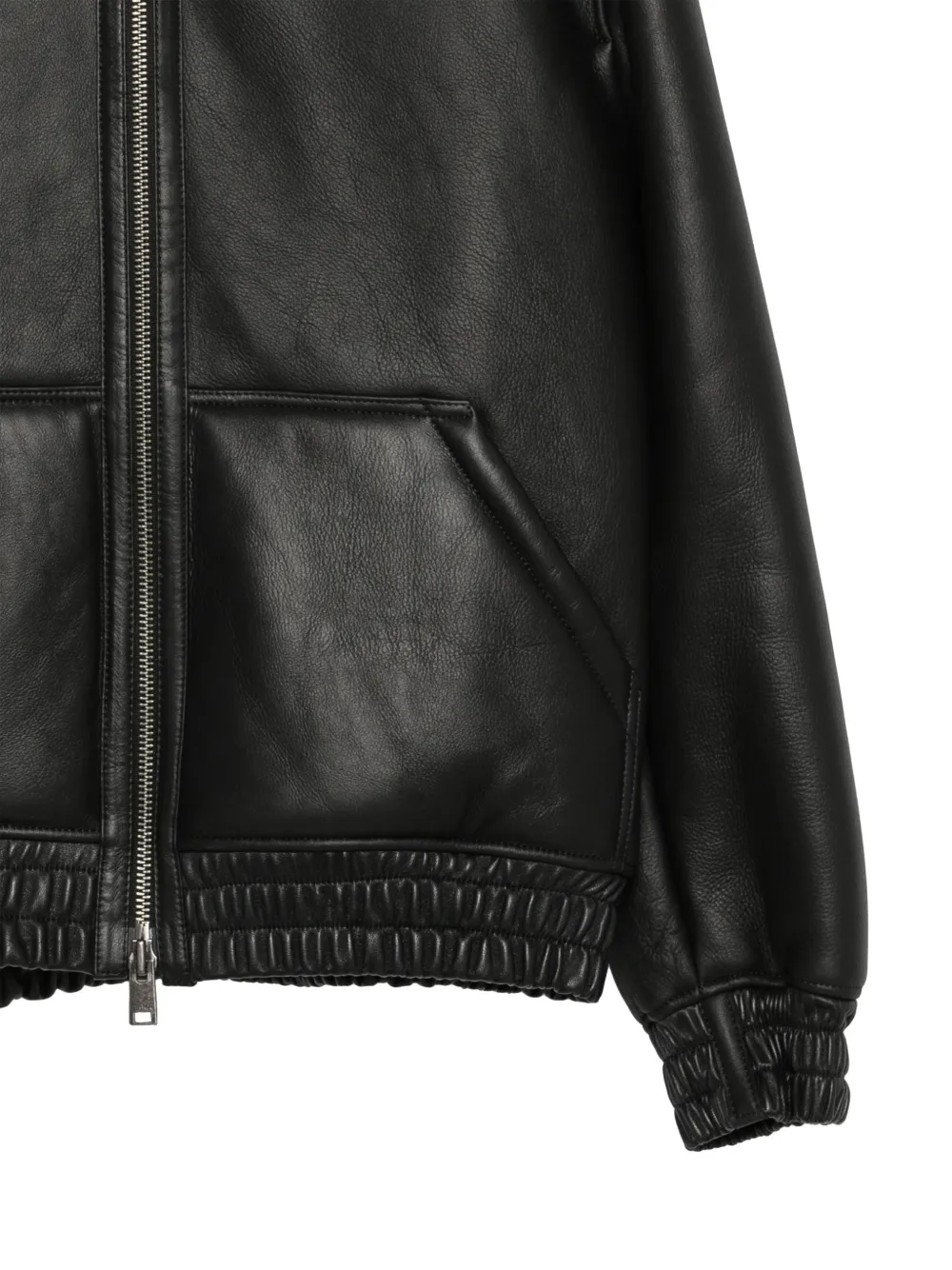 Jacheta Arma Hooded Leather negru - imagine 3