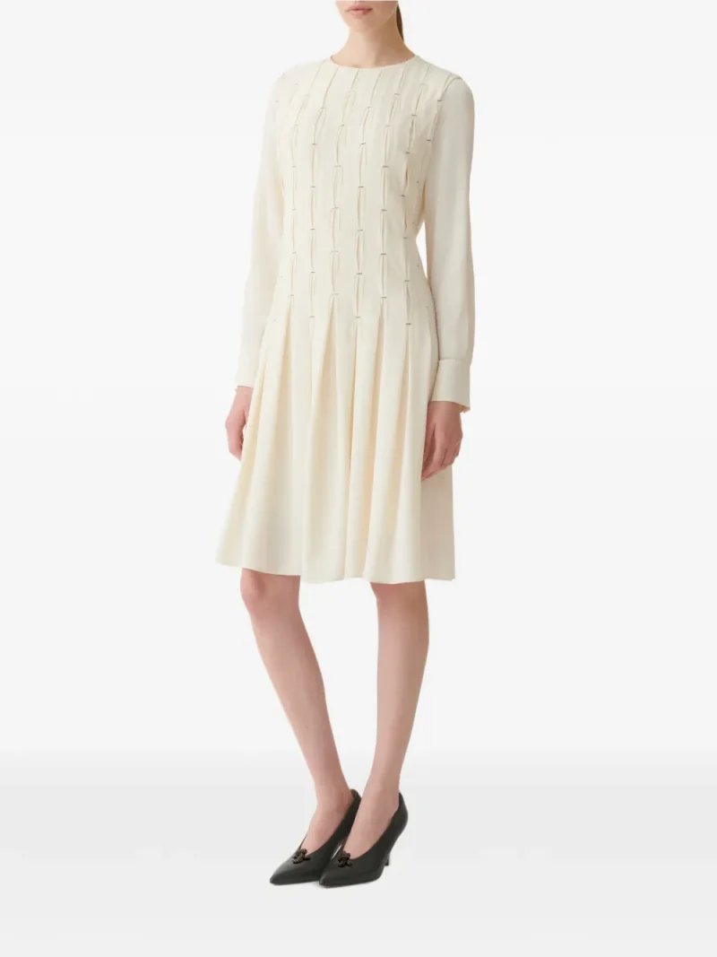 Rochie Fabiana Filippi Bead-Embellished Pleated ecru - imagine 3