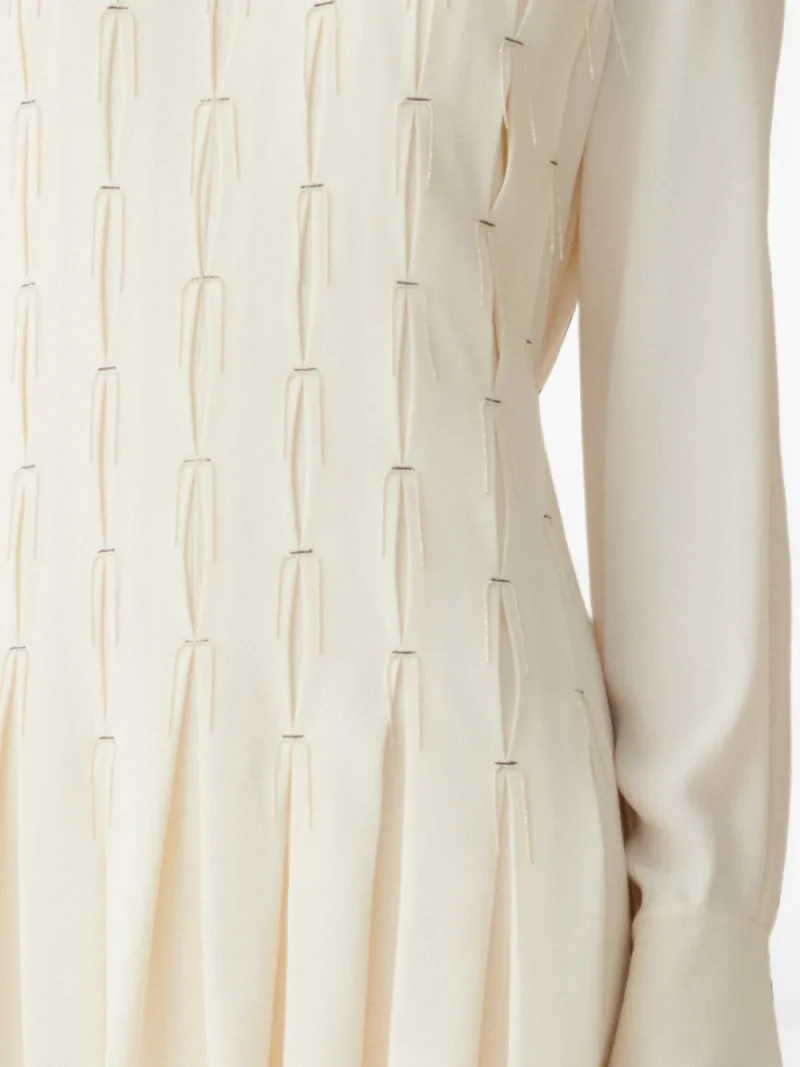 Rochie Fabiana Filippi Bead-Embellished Pleated ecru - imagine 5